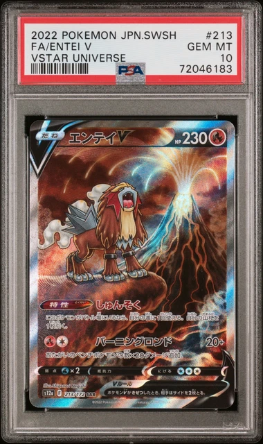 PSA 10 GEM MINT Pokemon Card Japanese Entei V SAR 213 S12a Japanese