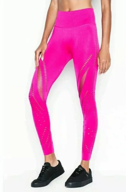 Victoria's Secret Sport Pink Laser Cut Seamless Stretch 7/8 Leggings Size XS NWT