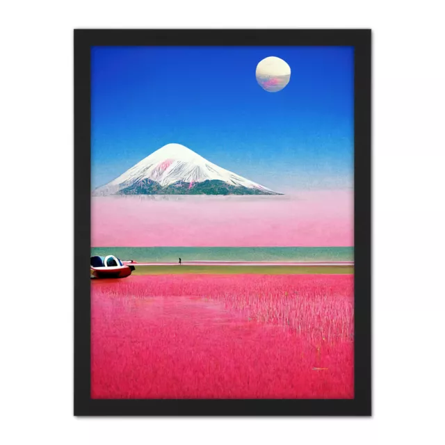 Surrealistische japanische Halterung Fuji Landschaft gerahmt Wandkunst Bilddruck 18X24