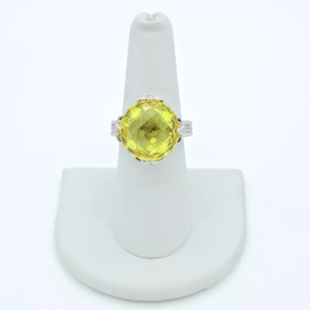 Judith Ripka Sterling Lemon Quartz Accented Cable Band Ring 925 SZ 7 #S891-3