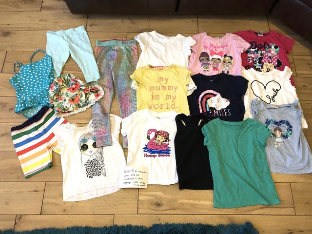 Girls age 5-6 years clothes bundle summer Next LOL USA Pro Disney tops swimsuit