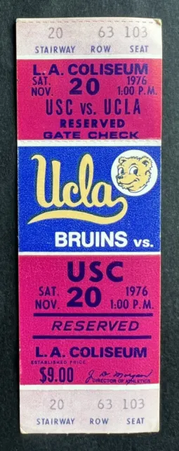 1976 USC Trojans vs UCLA Bruins Ticket Stub 11/20/76