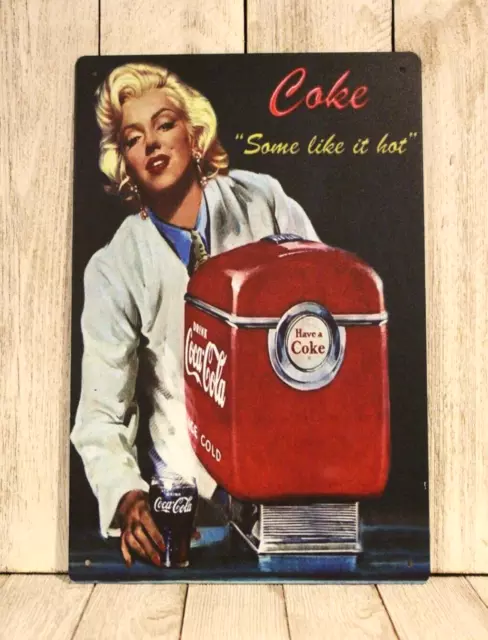 Coca Cola Coke Tin Sign Metal Poster Marilyn Monroe Pinup Girl Vintage Ad XZ