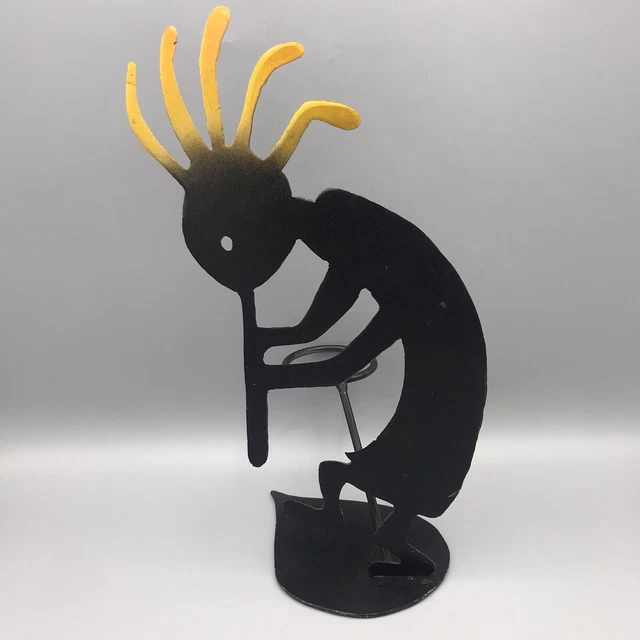 Kokopelli Metal Shaman Decor Piece 11” Votive Holder