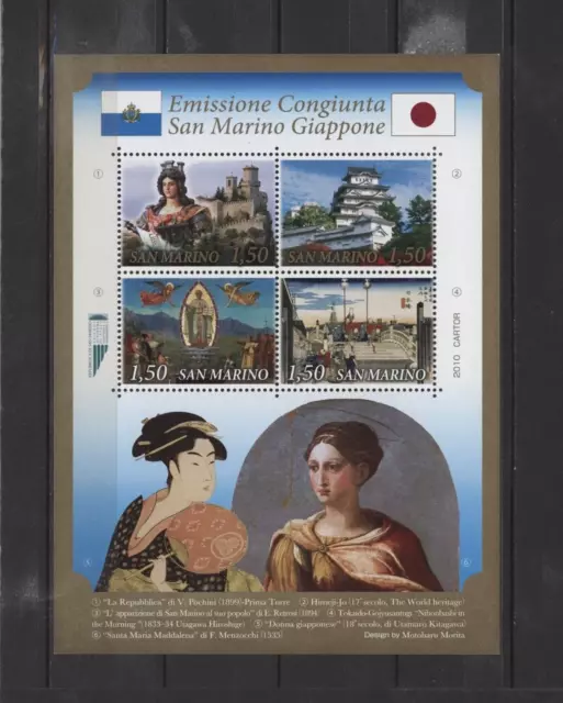 S45370 San Marino 2010 MNH Friendship Japan S/S Joint Issue