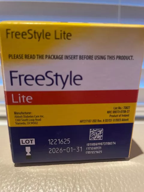 Freestyle Lite Test Strips - 100 - Exp 1/31/2026