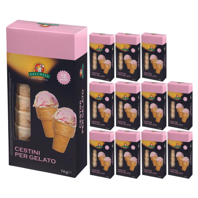 Gecchele Cestini In Cialda Per Gelato 12 Confezioni Da 74 Grammi