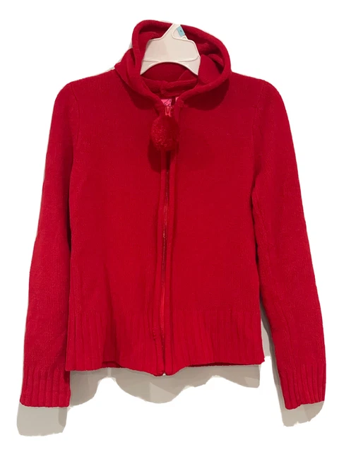 Take Out Girls Hooded Front Zip Sweater Red Size XL (16) - Pre-owned