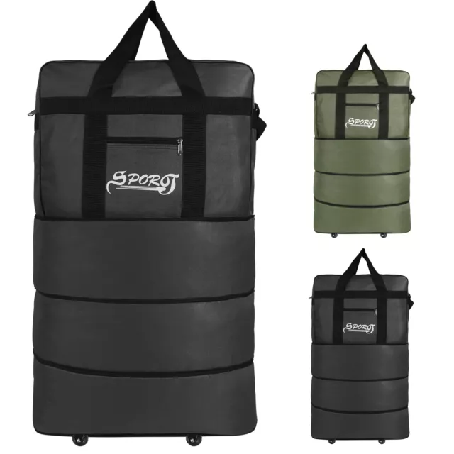34" Rolling Wheeled Duffle Bag Expandable Folding Large Travel Carry on Luggage