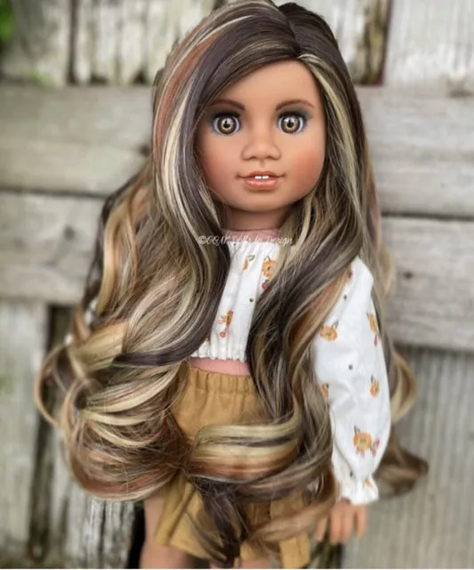 Size 10-11 Chocolate Carmel Goddess Wig For American Girl & Other Similar Dolls