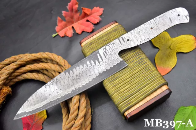 Custom San Mai 12.8"OAL Damascus Steel Blank Blade Chef Knife Handmade (MB397-A)