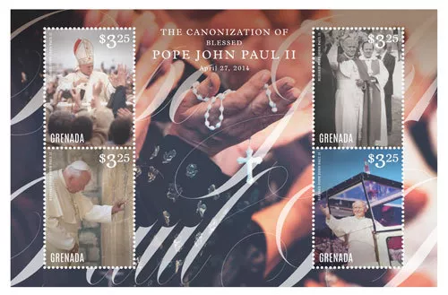 Grenada-The Canonization of Blessed Pope John Paul Stamp -Sheet of 4 MNH
