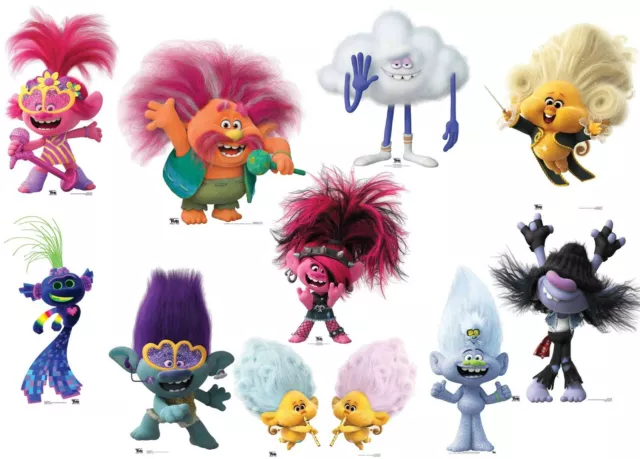 Trolls World Tour Official Cardboard Cutout Set of 10 includes Poppy & Branch