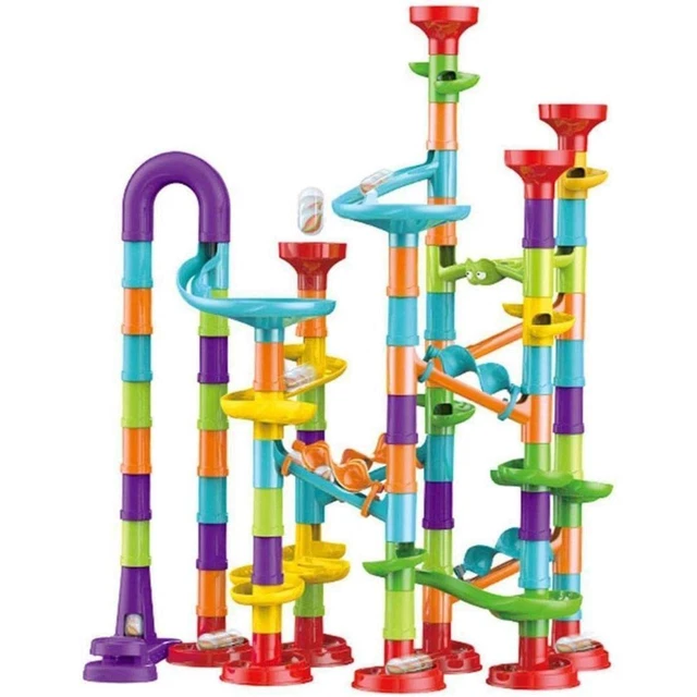 113 pcs Marble Run Race Toy Kids Construction Building Block Marble Maze Toy Set