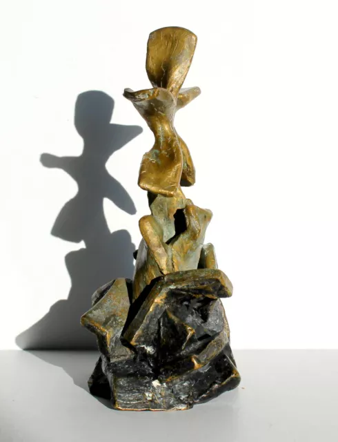 JOLIE ANCIENNE SCULPTURE SIGNÉ « NOVA » EN BRONZE – SUJET ETOILE STYLISÉ 18x10cm 3