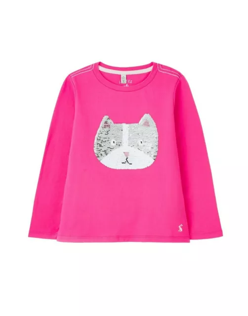 Tom Joule Langarmshirt Ava pink Katze Hund Wende-Pailletten 7-12 Jahre