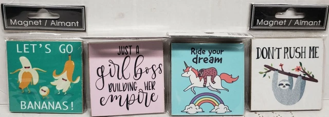 Set of 4 Different Resin Fridge Magnets,3"x3", INSPIRATIONAL & CUTE MESSAGES, GR