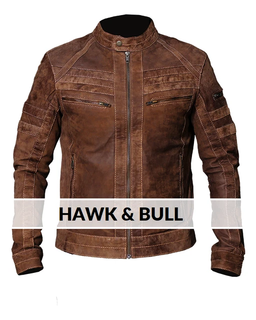 Men's Biker Brown Distressed Vintage Motorcycle Real Leather Jacket Café Racer