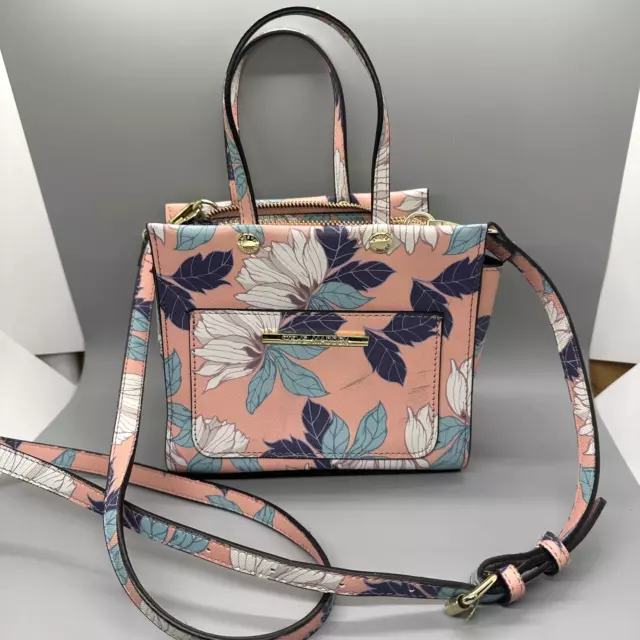 Steve Madden Pink Blue Purple Floral Flower Crossbody Purse Bag, Faux Leather