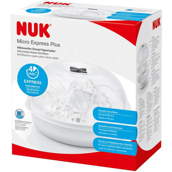 NUK Micro Express Plus Mikrowellen Dampf-Vaporisator Sterilisatoren Weiß