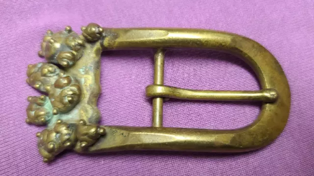 Vintage Rare Solid Brass Hand Made Brutalist Heavy Belt Buckle
