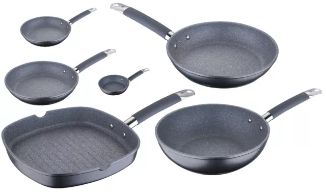 Masterpro Non Bâton Poêle Téflon & Marbre Revêtu Poêle Grille Wok