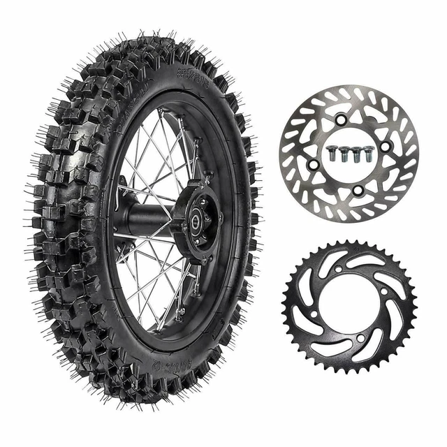 12" Rear Wheel 80/100-12 Tire Rim + Disc Sprocket Pit Bike for CRF50 KX65 125cc
