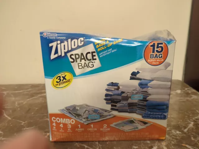 ZIploc Space Bags 15 Bag Value Pack Vacuum Seal & Roll Up Storage Bags