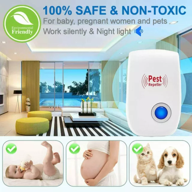 10PCS Electronic Ultrasonic Pest Reject Mosquito Cockroach Mouse Killer Repeller 2