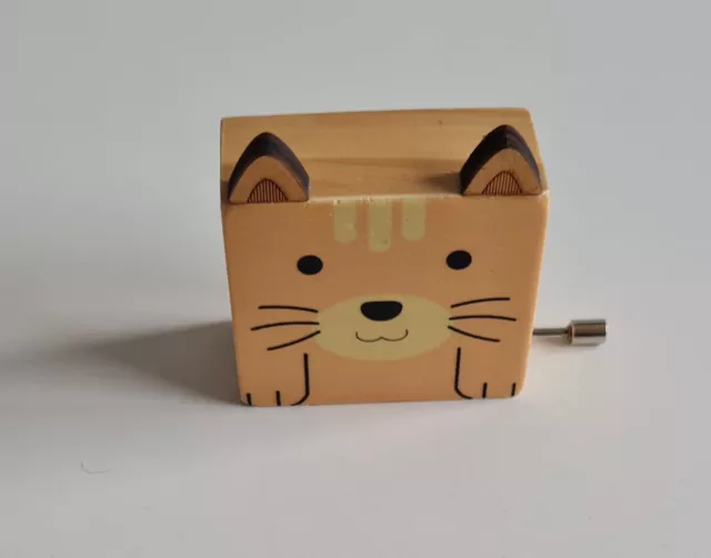 Katze Holz  Melody Entertainer Spieluhr Junge Music Box Drehorgel Spielwerk