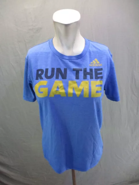 Adidas Size 14-16 Boys Blue Short Sleeve Round Neck Athletic T-Shirt 7W-640