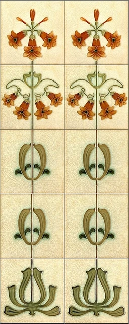 Art Nouveau Daffodil  DECORATIVE ONLY Fireplace Tile Set (10 tiles) ref 141