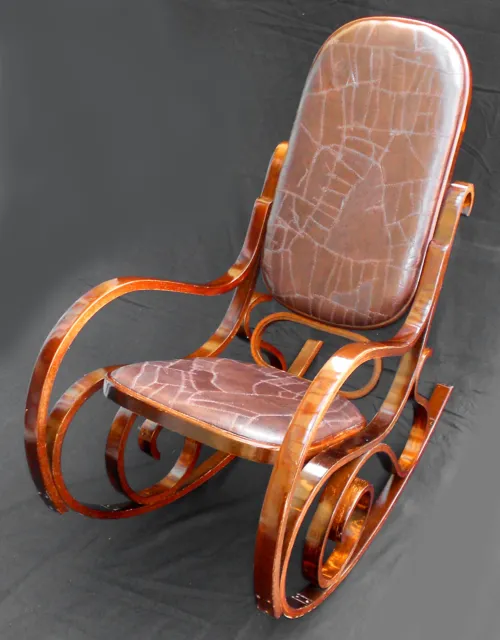 SCHAUKELSTUHL Leder Vintage Retro Sessel Easy Chair 70er Holz Mid-Century 60er