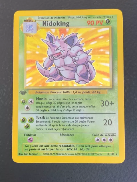 Pokemon Card Fr Set Of Base - Nidoking 11/102 Edition 1 Holo - NM+