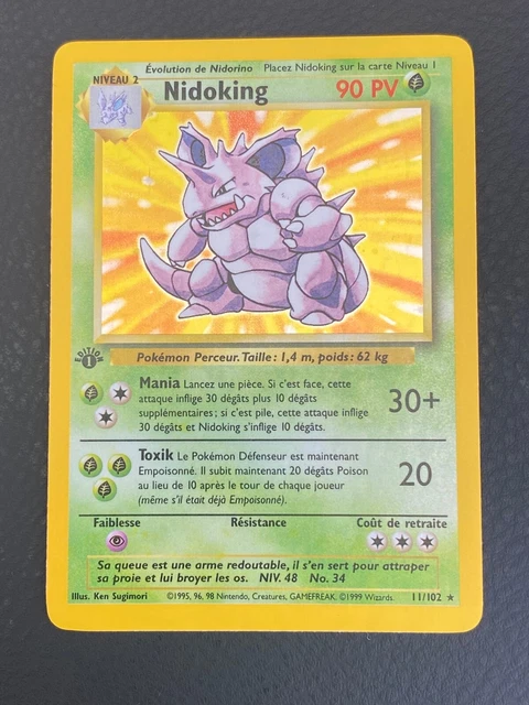 Pokemon Card Fr Set Of Base - Nidoking 11/102 Edition 1 Holo - NM+