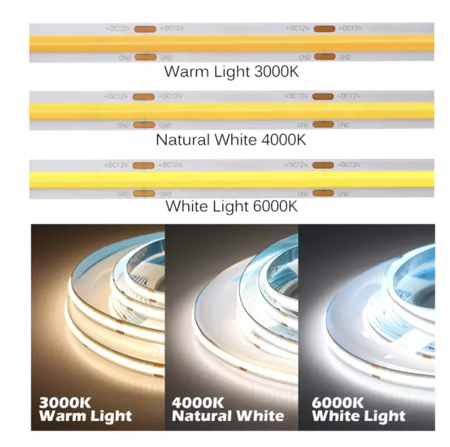 COB LED Streifen Stripe Band kaltweiß warmweiß Neutralweiß keine Lichtpunkte DHL