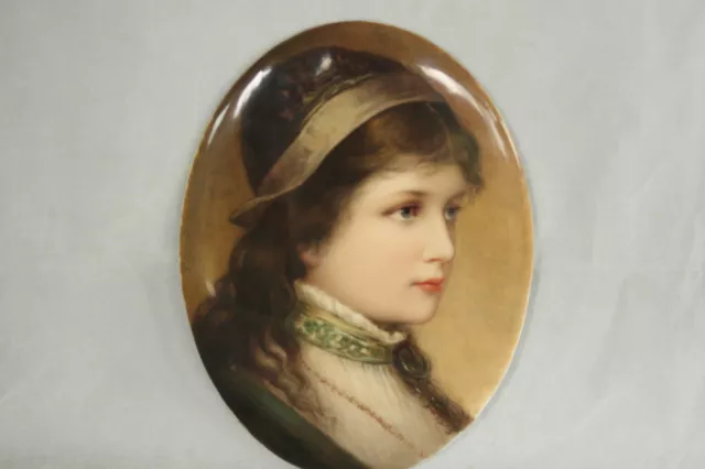 Berlin Signed Kpm Oval Porcelain Plaque Beautiful Woman 100% Hand Painted