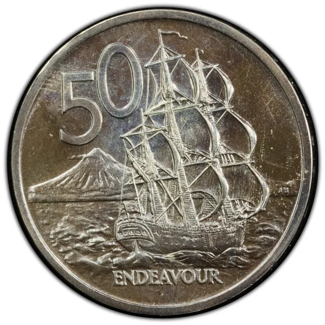 New Zealand 1969 Fifty Cents 50 (HMS Endeavour) - PCGS MS67 (45798973)
