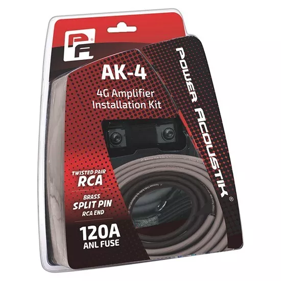 Power Acoustik AK4P Amplifier Wire Kit 4 Gauge Wire & 120A ANL Fuse