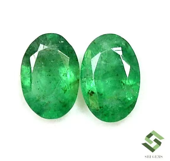 6x4 mm Certified Natural Emerald Oval Cut Pair 0.76 CTS Untreated Loose Gemstone