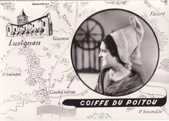Postcard 10x15cm postcard Scenes & Types of Poitou 12 Lusignan headdress
