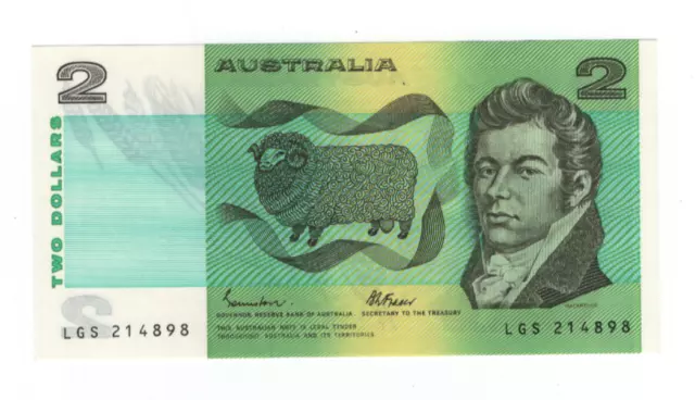 1985 (AUNC) AUSTRALIA $2 TWO DOLLAR NOTE - GREAT (AUNC) NOTE - Johnston/Fraser