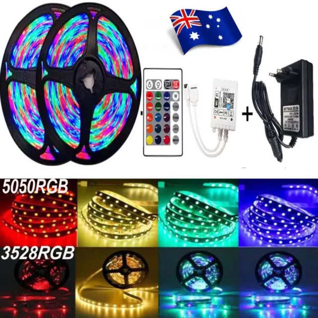 5M 10M 20M 30M 3528  RGB LED Strip Lights WiFi Bluetooth 44Key Smart Control