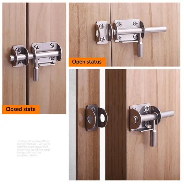 Stainless Steel All Slide Bolt Bathroom Shed Home Toilet Door Catch Lock X4 V8J1