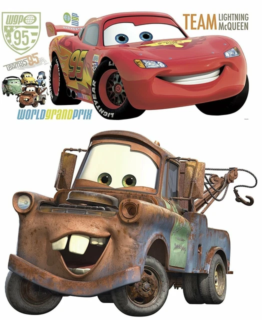DISNEY PIXAR CARS 2 Lightning McQueen & Mater Peel and Stick Giant Wall