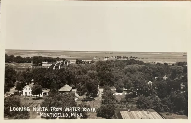 RPPC Monticello Minnesota Birds Eye View Vintage MN Real Photo Postcard c1940