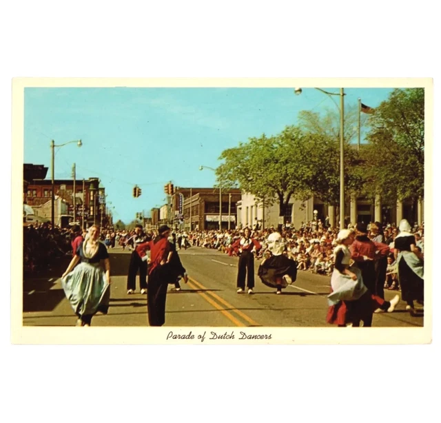 Holland Michigan Dancers Parade Postcard Vintage MI in May Tulip Festival