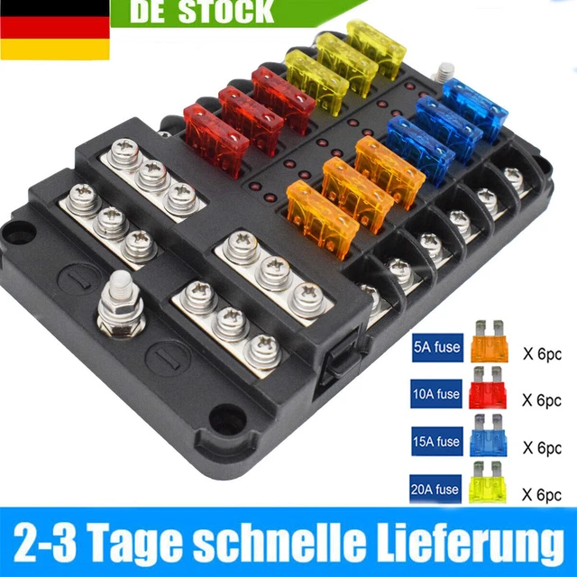 30 Mm Doppelsicherungshalter Mit 230 Mm Kabel – Für Auto, LKW, Motorrad & Roller – Kunststoff/Metall