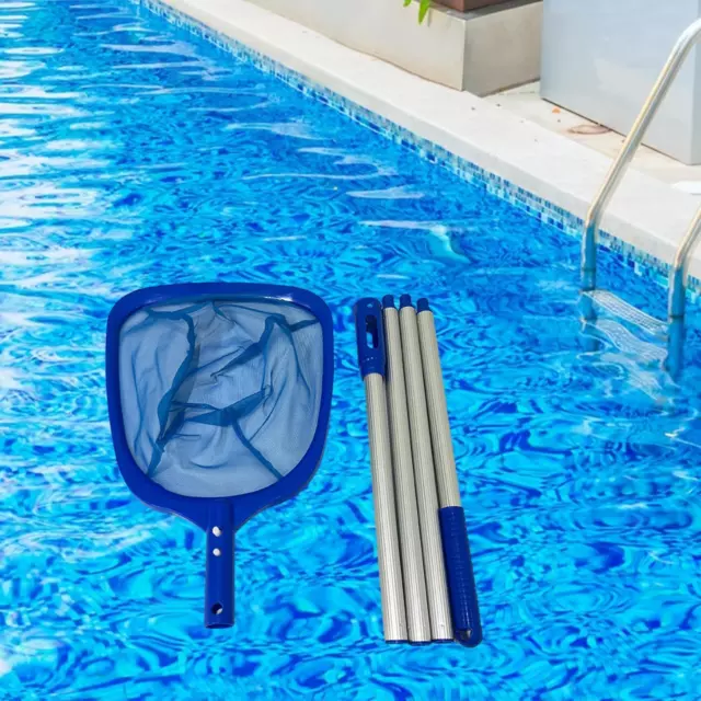 Filet d'écumoire de piscine avec poteau télescopique réglable pour nettoyage  de piscine, râteau à feuilles, filet de récupération de piscine, outil