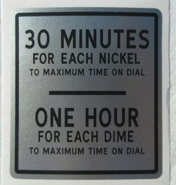 Duncan 50 Parking Meter Plate Decal - 30 Minutes for a Nickel; 1 Hour for a Dime